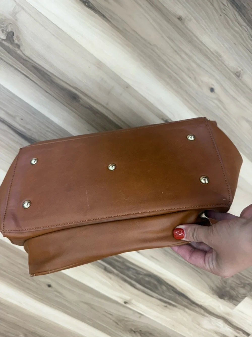 JJ Cole Brown Leather Crossbody Diaper Bag